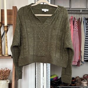 2/$20 She + Sky Forest Green V-Neck Sweater